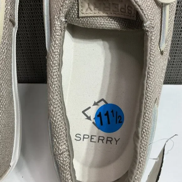 Sperry Men's Boat Shoes Size 11.5 Beige Canvas Slip-On Casual - Picture 6 of 8